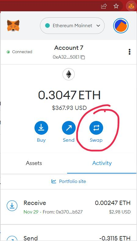 swap trên metamask 